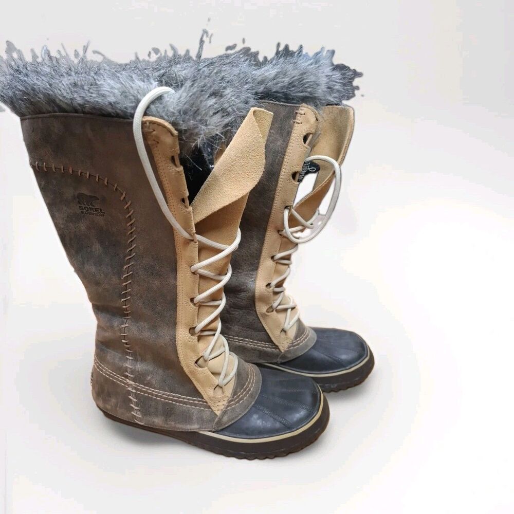 Sorel Cate the Great Winter Boots Womens 10 Leather Waterproof Knee High Stone
